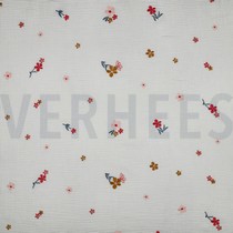 MUSSELIN STICKEREI BLUMEN KAMEL (thumbnail)