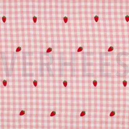 DOUBLE GAUZE EMBROIDERY AARDBEIEN ROZE (thumbnail)
