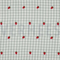 DOUBLE GAUZE EMBROIDERY AARDBEIEN GROEN (thumbnail)