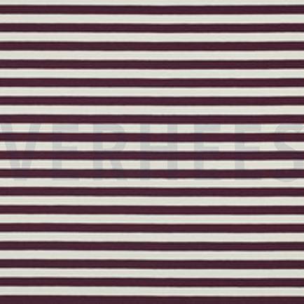 FRENCH TERRY GARNGEFÄRBT STREIFEN AUBERGINE (thumbnail)