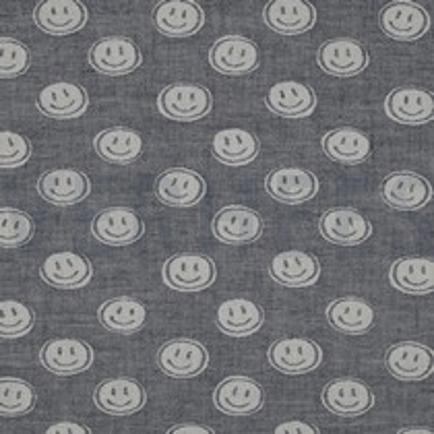 DOUBLE GAUZE JACQUARD SMILEYS DONKERBLAUW/ÉCRU (thumbnail)