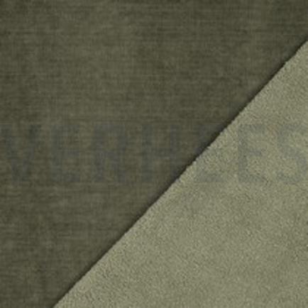 DOUBLE SIDED KNITTED VELOURS SHERPA ARMY GREEN (thumbnail)