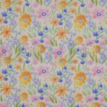 BAUMWOLLE VOILE DIGITAL BLUMEN PFIRSICH (thumbnail)
