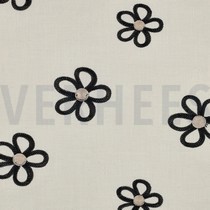 COTTON CRINKLE EMBROIDERY FLOWERS BLACK (thumbnail)