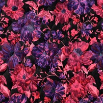 GEWATTEERD FLUWEEL DIGITAAL BLOEMEN FUCHSIA (thumbnail)