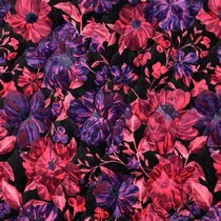 GEWATTEERD FLUWEEL DIGITAAL BLOEMEN FUCHSIA (thumbnail)