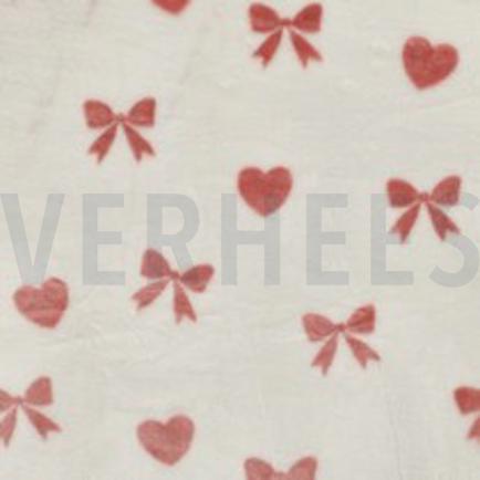 FLEECE SCHLEIFEN & HERZEN ECRU (thumbnail)