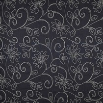 LINNEN VISCOSE EMBROIDERY BLOEMEN MARINEBLAUW (thumbnail)