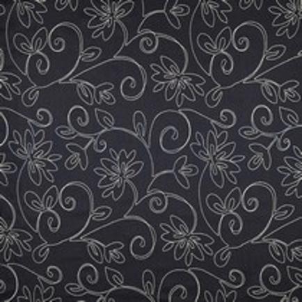LINNEN VISCOSE EMBROIDERY BLOEMEN MARINEBLAUW (thumbnail)