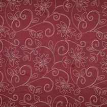 LINNEN VISCOSE EMBROIDERY BLOEMEN BORDEAUXROOD (thumbnail)