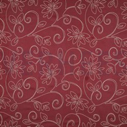 LINNEN VISCOSE EMBROIDERY BLOEMEN BORDEAUXROOD (thumbnail)