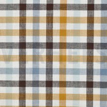 LINEN VISCOSE YARN DYED CHECKS BROWN (thumbnail)