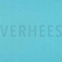 KATOENEN POPLIN KLEINE STIPPEN TURKOISE (thumbnail)