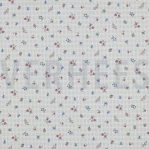 COTON DOBBY CARREAUX DIGITAL FLEURS BLANC (thumbnail)