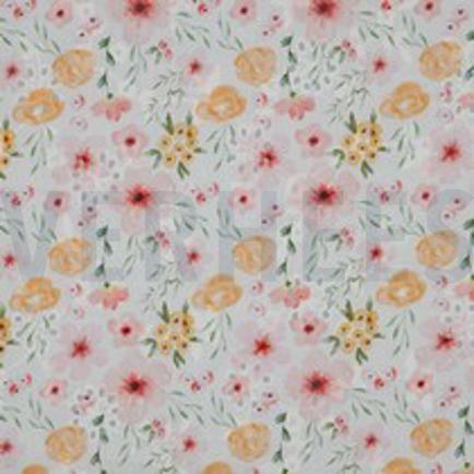 BAUMWOLLE STICKEREI DIGITAL BLUMEN WEISS (thumbnail)