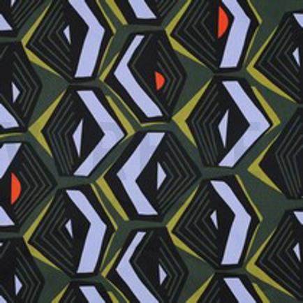 KATOEN SATIJN GEOMETRISCH DONKERGROEN (thumbnail)