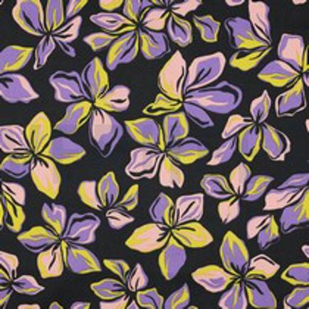 KATOEN SATIJN BLOEMEN ZWART (thumbnail)