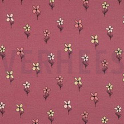 WAFFELJERSEY BLUMEN BORDEAUXROT (thumbnail)