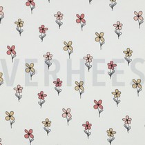 WAFELJERSEY BLOEMEN BORDEAUXROOD (thumbnail)