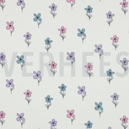 JERSEY GAUFRÉ FLEURS PÉTROLE (thumbnail)