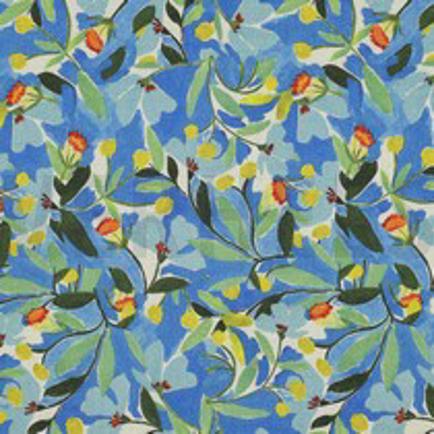 LIN VISCOSE CRÊPE DIGITAL FLEURS BLEU COBALT (thumbnail)
