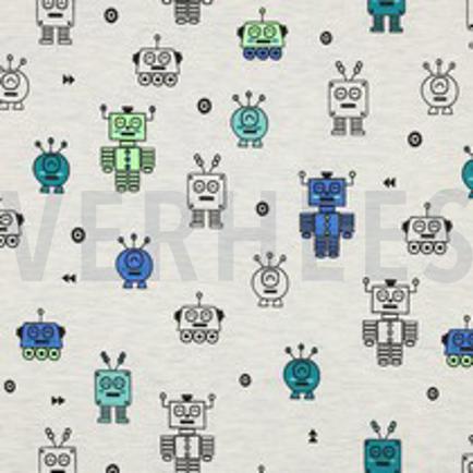 JERSEY MELANGE NEON ROBOTS ECRU (thumbnail)
