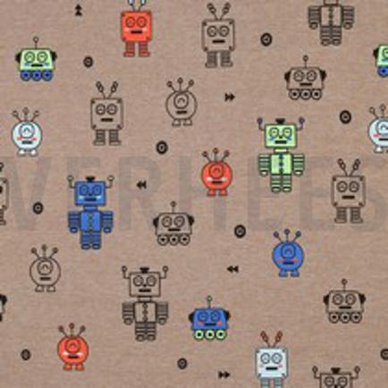JERSEY MELANGE NEON ROBOTS TAUPE (thumbnail)