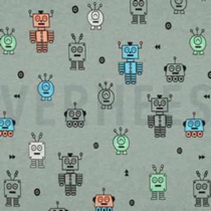 JERSEY MELANGE NEON ROBOTS DARK MINT (thumbnail)
