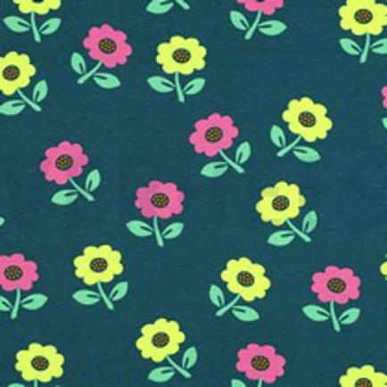 JERSEY NEON FLEURS VERT FONCÉ (thumbnail)