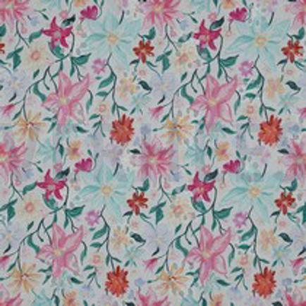 BAUMWOLLE STICKEREI DIGITAL BLUMEN WEISS (thumbnail)