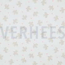 DOUBLE GAUZE GOTS BIRDS WHITE (thumbnail)