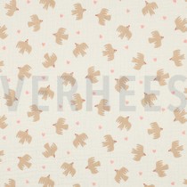 DOUBLE GAUZE GOTS BIRDS NATURAL (thumbnail)