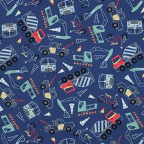 KATOENEN POPLIN WERKVOERTUIGEN BLAUW (thumbnail)