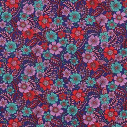 FINE POPLIN FLOWERS NAVY (thumbnail)