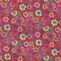 POPELINE DE COTON FLEURS FUCHSIA (thumbnail)