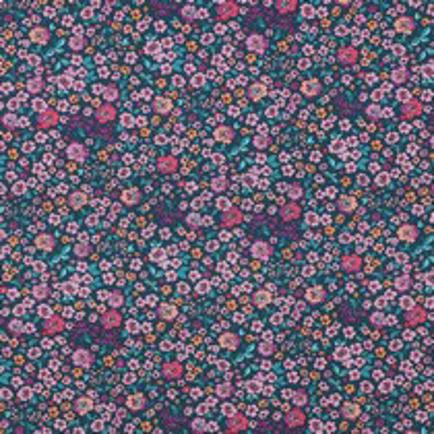 FINE POPLIN DIGITAL FLOWERS DARK PETROL (thumbnail)