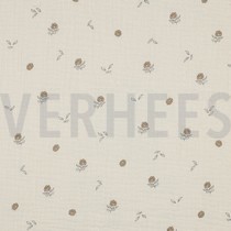 DOUBLE GAZE DE COTON GOTS NATUREL FLEURS NATUREL (thumbnail)
