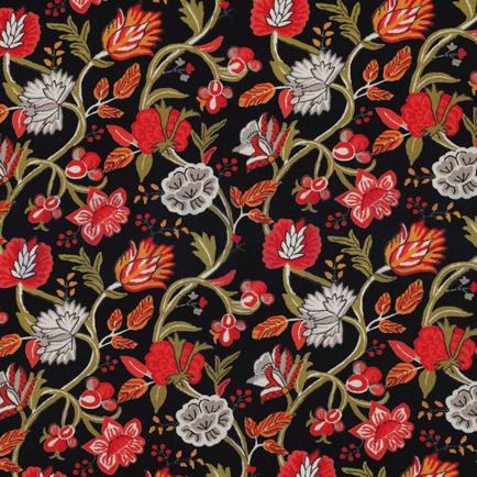 VISCOSE STRETCH DIGITAL FLEURS NOIR (thumbnail)