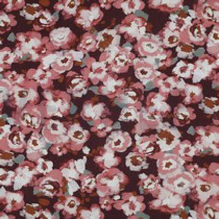 VISCOSE POPELINE STRETCH DIGITAL FLEURS BORDEAUX (thumbnail)