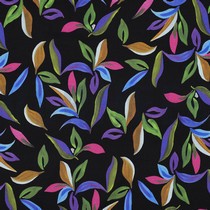 VISCOSE ROSELLA STRETCH DIGITAL LEAVES BLACK (thumbnail)
