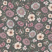 LINNEN VISCOSE GEWASSEN BLOEMEN ZEEWIERGROEN (thumbnail)