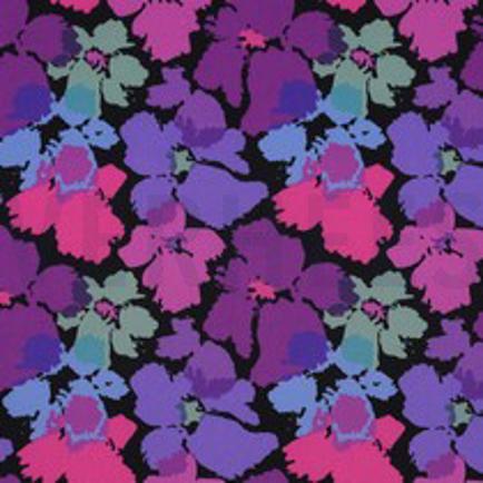 VISCOSE RADIANCE DIGITAL ABSTRAIT FLEURS NOIR (thumbnail)