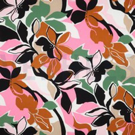 LENZING™ ECOVERO™ FLOWERS PINK/GREEN (thumbnail)