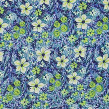 VISKOSE SATIN DIGITAL BLUMEN MARINEBLAU (thumbnail)