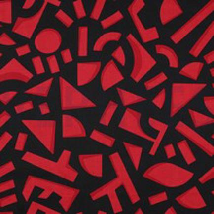 KATOEN SATIJN GEOMETRISCH DONKERROOD (thumbnail)