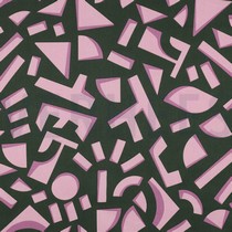 COTON SATIN GEOMETRIQUE VERT FONCÉ (thumbnail)