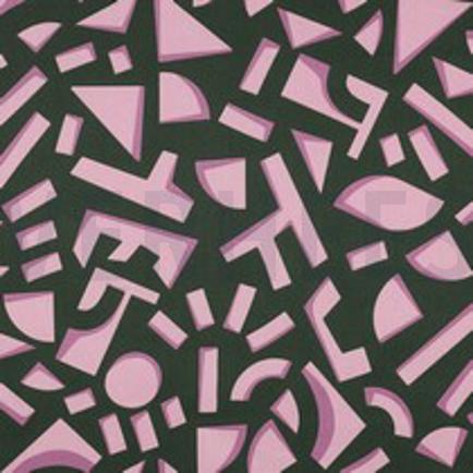 KATOEN SATIJN GEOMETRISCH DONKERGROEN (thumbnail)