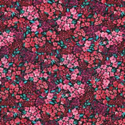 FINE POPLIN DIGITAL FLOWERS BLACK (thumbnail)