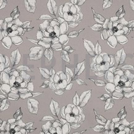 TOILE DÉCORATION FLEURS TAUPE (thumbnail)