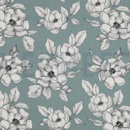 CANVAS DIGITAL FLOWERS DARK MINT (thumbnail)